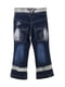 Сині джинси зі стразами та вишивкою | 6776079 | фото 2