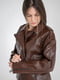Шкіряна куртка косуха темно-коричнева | 6777824 | фото 4
