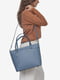 Кожаная сумка-тоут цвета джинс | 6777897 | фото 4
