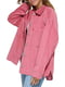 Розовая вельветовая рубашка-куртка на молнии и пуговицах | 6775635 | фото 3