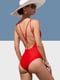 Красный слитный купальник с эффектным декольте | 6041581 | фото 2