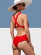 Красный слитный купальник с оборками | 6041631 | фото 2