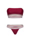 Раздельный бордовый купальник с полосками: топ без бретелей и трусы | 6041641 | фото 2