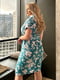 Бірюзова сукня-сорочка в квітковий принт на гудзиках з поясом-зав’язкою | 6780035 | фото 6