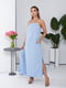 Блакитний комплект: сукня-максі в білизняному стилі та світшот | 6780053 | фото 4
