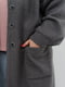 Сіре пальто-кардиган з відкладним коміром під пояс | 6780081 | фото 3