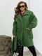 Зелене пальто-кардиган з відкладним коміром під пояс | 6780082 | фото 2