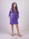 Фіолетовий махровий халат з вушками | 6780255 | фото 2