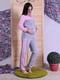 Бавовняна сіро-рожева піжама: джемпер і штани | 6780408 | фото 2