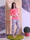 Рожево-сіра бавовняна піжама: джемпер і штани | 6780411 | фото 2