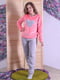 Рожево-сіра махрова піжама: світшот і штани | 6780416 | фото 2