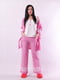 Рожево-білий трикотажний комплект: халат, топ, штани і шорти | 6780480