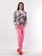 Сіро-рожева махрова піжама: світшот і штани | 6780527