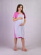 Сіро-рожева нічна сорочка для вагітних з рукавом-реглан | 6780646