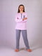 Бавовняна піжама: рожевий лонгслів на гудзиках і штани | 6780654 | фото 2