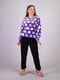 Махрова фіолетова піжама: джемпер з принтом і штани | 6780687 | фото 2