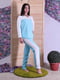 Блакитна бавовняна піжама для вагітних: джемпер і штани | 6780726 | фото 2