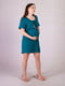Бавовняна нічна сорочка кольору морської хвилі для вагітних | 6780899 | фото 2