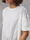 Белая однотонная футболка с вышивкой Ami Paris | 6781100 | фото 4