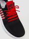 Черные текстильные кроссовки на красной шнуровке | 6759425 | фото 3