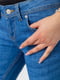 Синие джинсы заниженной посадки с потертостями | 6781855 | фото 5