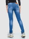 Синие джинсы заниженной посадки с потертостями | 6781862 | фото 4