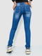 Синие джинсы заниженной посадки с потертостями | 6781864 | фото 4