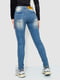 Синие джинсы стандартной посадки с потертостями | 6781867 | фото 4