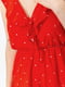 Красный комбинезон-шорты в горох, украшенный оборками | 6781899 | фото 5