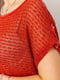 Ажурна оверсайз блуза теракотового кольору | 6781916 | фото 5