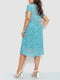 Бірюзова сукня А-силуету в квітковий принт з поясом | 6781968 | фото 4