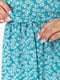 Бирюзовое платье А-силуэта в цветочны принт с поясом | 6781968 | фото 5