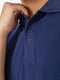 Хлопковая темно-синяя футболка-поло с разрезами по бокам | 6781975 | фото 5