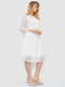 Біла ажурна сукня А-силуету із зав'язкою та оборками на ліфі | 6782056 | фото 3
