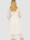 Кремовое ажурное платье А-силуэта с завязкой на горловине | 6782061 | фото 4