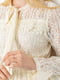 Кремовое ажурное платье А-силуэта с завязкой на горловине | 6782061 | фото 5