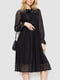 Черное ажурное платье А-силуэта с завязкой на горловине | 6782062 | фото 3