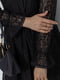 Черное ажурное платье А-силуэта с завязкой на горловине | 6782062 | фото 5