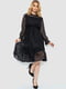 Чорна ажурна сукня А-силуету, прикрашена оборками | 6782063 | фото 2