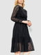 Чорна ажурна сукня А-силуету, прикрашена оборками | 6782063 | фото 3