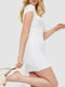 Белое облегающее мини-платье в рубчик | 6782065 | фото 3