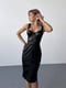 Чорна сукня в білизняному стилі з екошкіри | 6782140 | фото 3