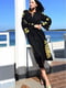 Чорне лляне плаття А-силуету з вишивкою | 6782141 | фото 2