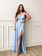 Вечірня шовкова блакитна сукня з розрізом спереду | 6782159 | фото 4