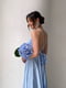 Вечернее шелковое голубое платье с разрезом спереди | 6782159 | фото 7