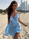 Голубое мини-платье А-силуэта из шелка | 6782165 | фото 2
