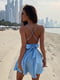 Блакитна міні-сукня А-силуету з шовку | 6782165 | фото 7
