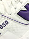 Біло-фіолетові шкіряні кросівки | 6782857 | фото 6