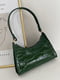 Зелена сумка-багет на короткому ремінці | 6783181