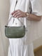 Жіноча маленька сумка крос-боді багет на ланцюжку рептилія зелена | 6783184 | фото 3